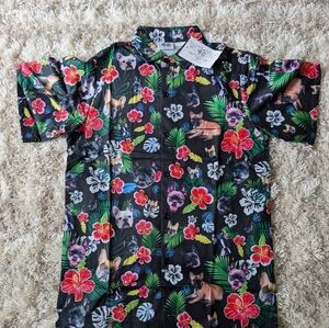 French Bulldog Hawaiian Button Down Shirt, Size Small, Funny Guy Creations, NWT!